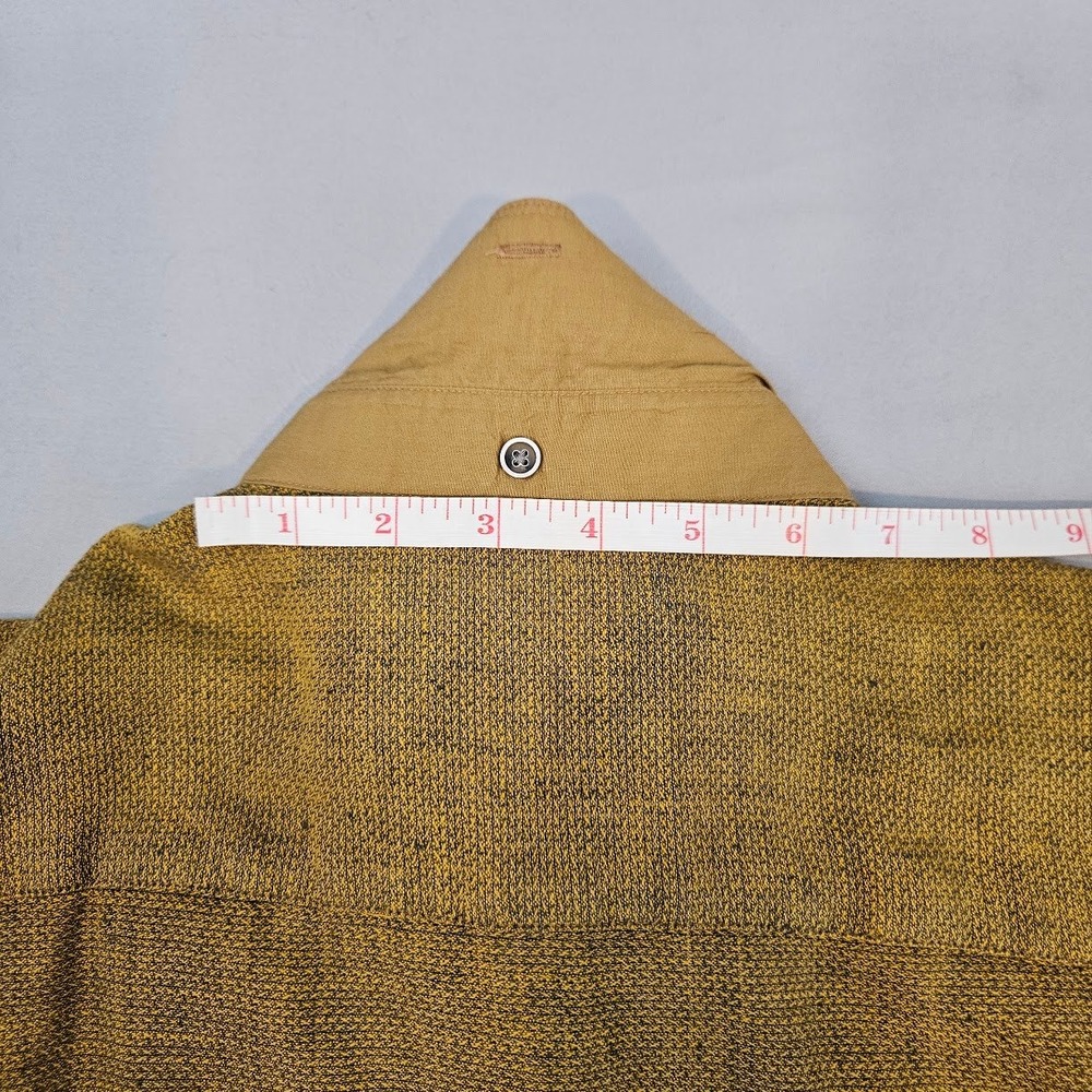 32 BAR BLUES | Mens Mustard Yellow Textured Long Sleeve Button Down Shirt Large - Picture 13 of 15